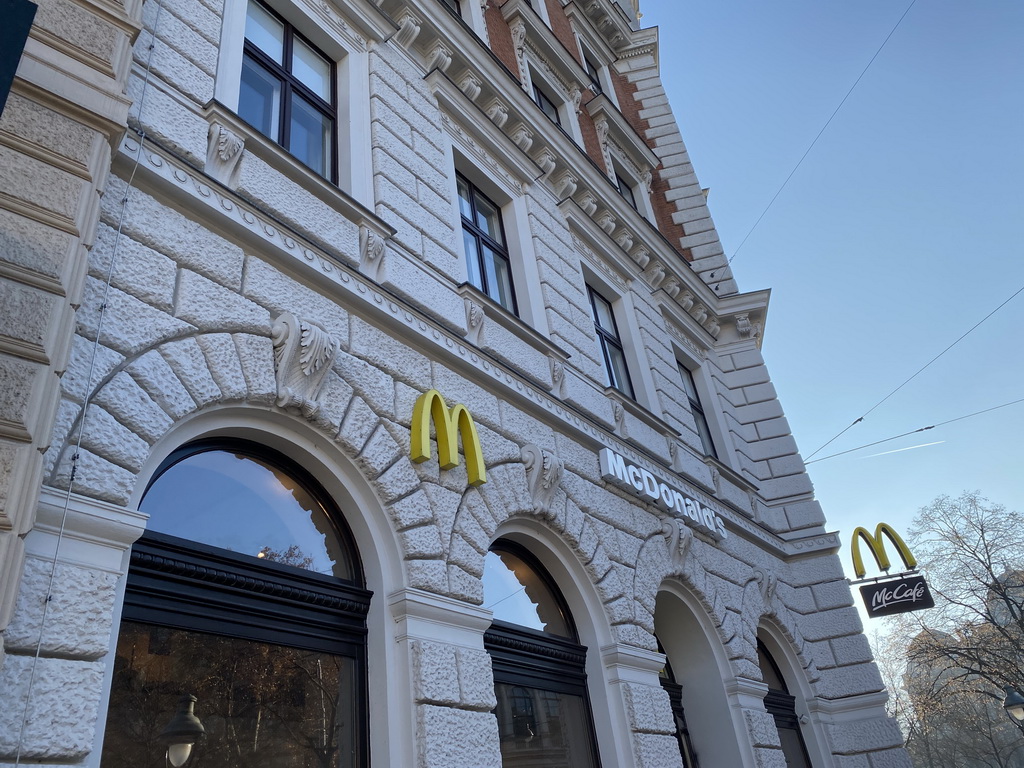 Facade of the McDonald`s restaurant at the Universitätsring street