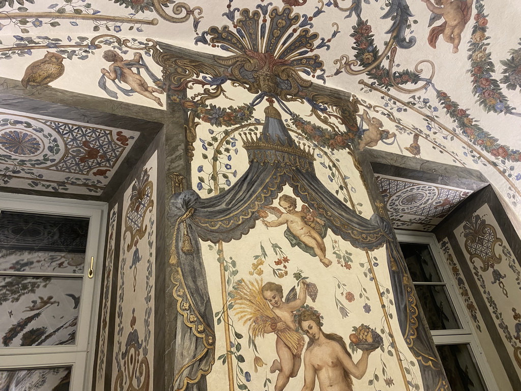 Frescoes on the wall at the Sala Terrena room at the Deutschordenshaus Wien, during the break at the `Concert in Mozart`s House`