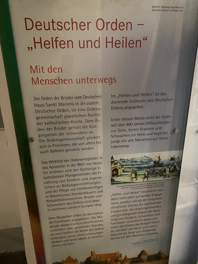 Information on the German Order at the lobby of the Deutschordenshaus Wien, during the break at the `Concert in Mozart`s House`