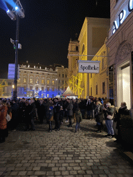 Silvesterpfad stand at the Freyung square, by night