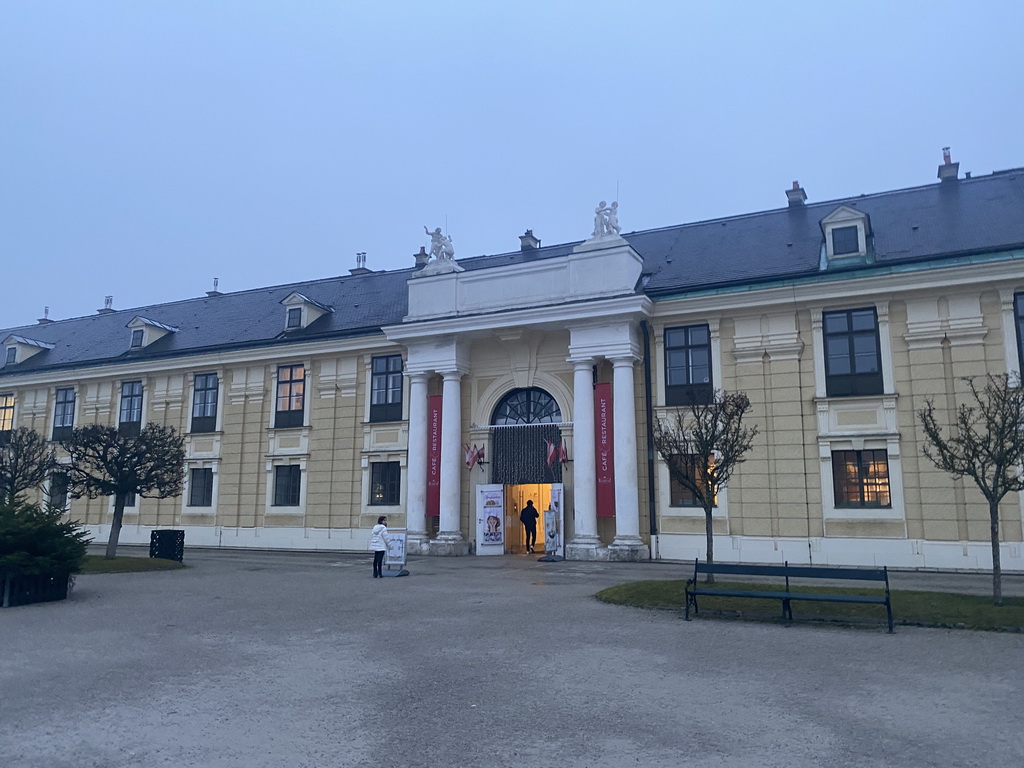 Front of the Café Restaurant Residenz at the east side of the Schönbrunn Palace, at sunset