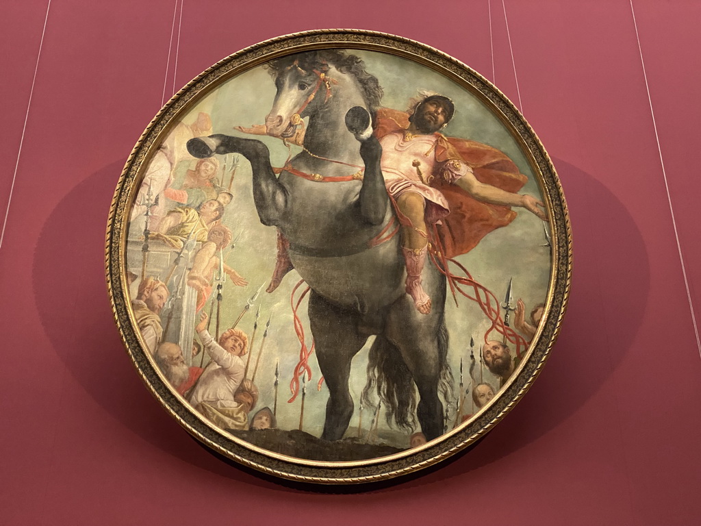 Painting `Sacrificial Death of Marcus Curtius` by Paolo Caliari at Gallery V of the Picture Gallery at the first floor of the Kunsthistorisches Museum Wien