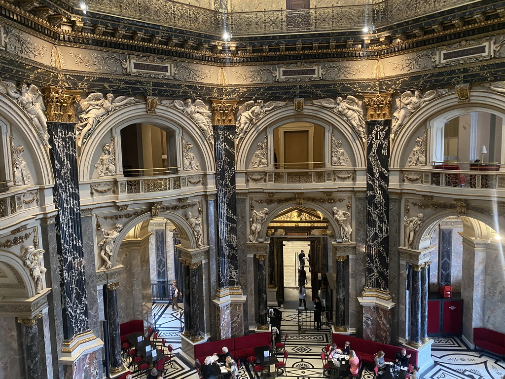 Interior of the café at the first floor of the Kunsthistorisches Museum Wien, viewed from the second floor