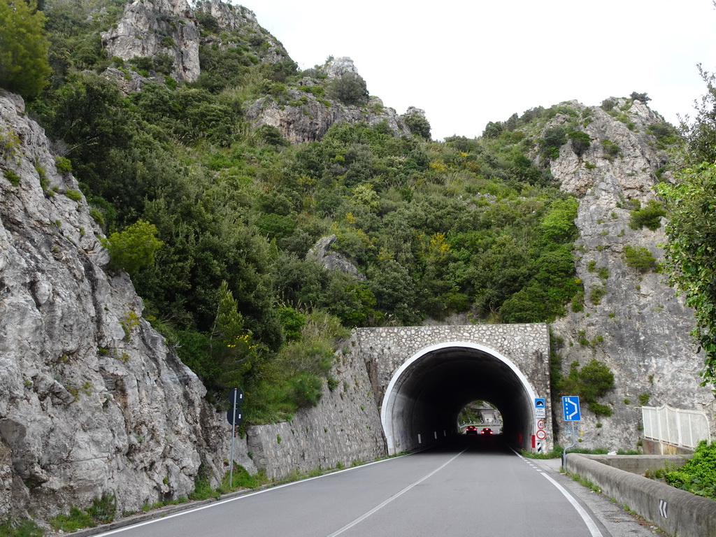 Tunnel at the Amalfi Drive near the Capo d`Orso cliff