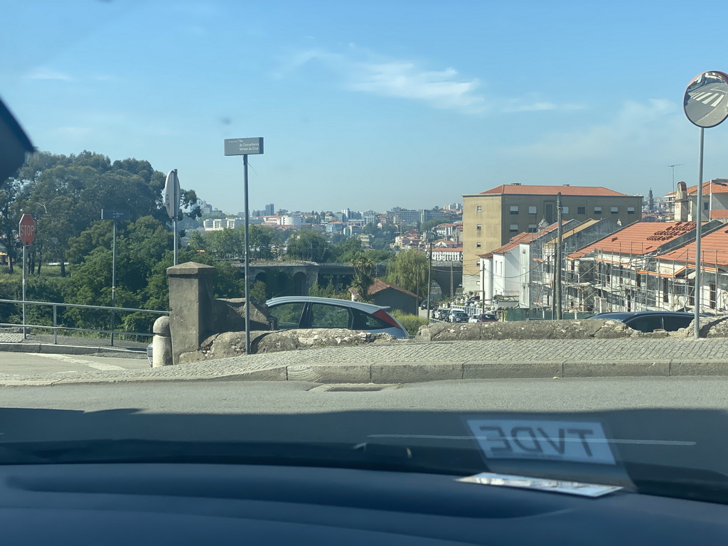 The city center and Porto, viewed from the taxion the Rua do Conselheiro Veloso da Cruz street