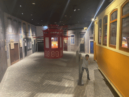 Max with a tram at the Porto Region Across the Ages museum at the WOW Cultural District