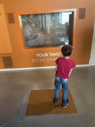 Max playing a cork game at the Planet Cork museum at the WOW Cultural District