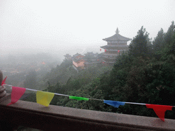 Temples and pavilion at the south part of the Yuchan Palace, viewed from a higher level of a temple, at the Hainan Wenbifeng Taoism Park