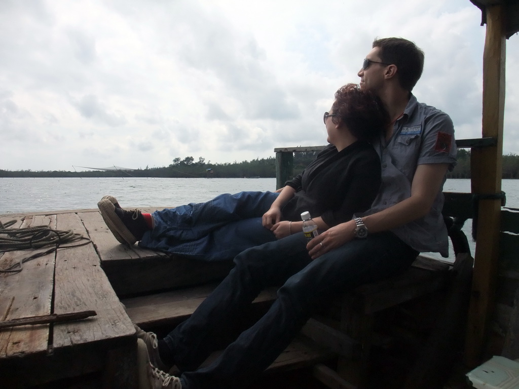 Tim and Miaomiao on the tour boat at Bamenwan Bay