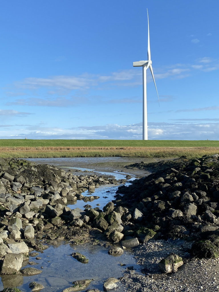 Creek and windmill at the Stille Strand beach